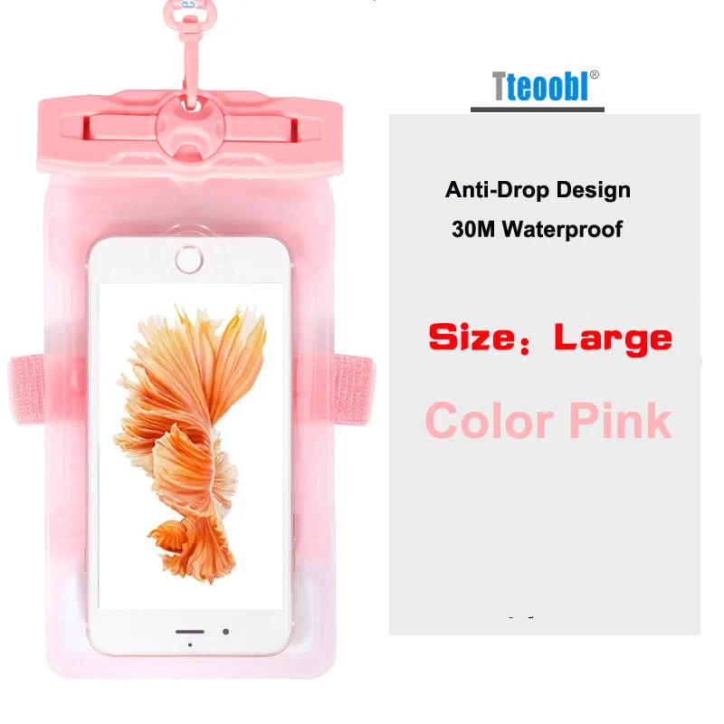 Tteoobl 4.8"~ 6.3" Mobile Phone Pouch 20M Waterproof Bag Underwater Dry Case Cover for Canoe Kayak Rafting Camp Swiming Drifting