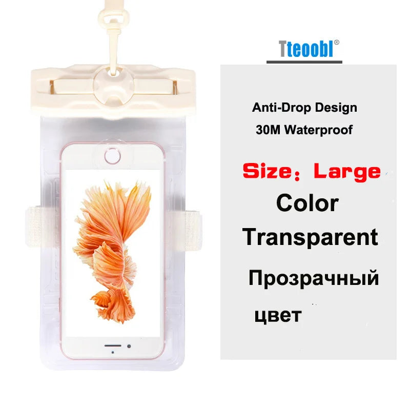 Tteoobl 4.8"~ 6.3" Mobile Phone Pouch 20M Waterproof Bag Underwater Dry Case Cover for Canoe Kayak Rafting Camp Swiming Drifting