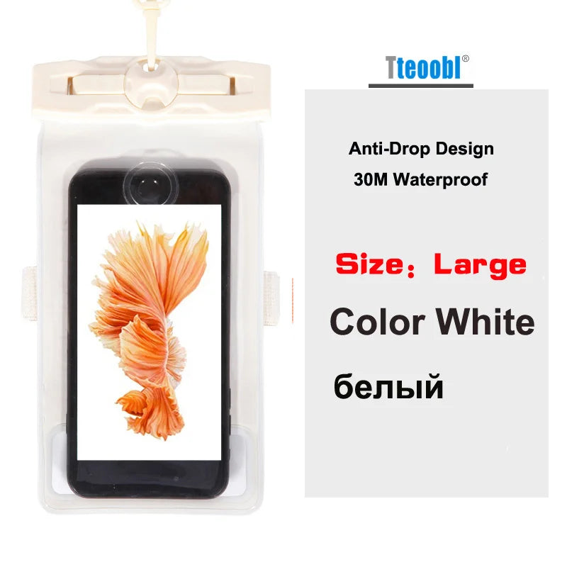 Tteoobl 4.8"~ 6.3" Mobile Phone Pouch 20M Waterproof Bag Underwater Dry Case Cover for Canoe Kayak Rafting Camp Swiming Drifting