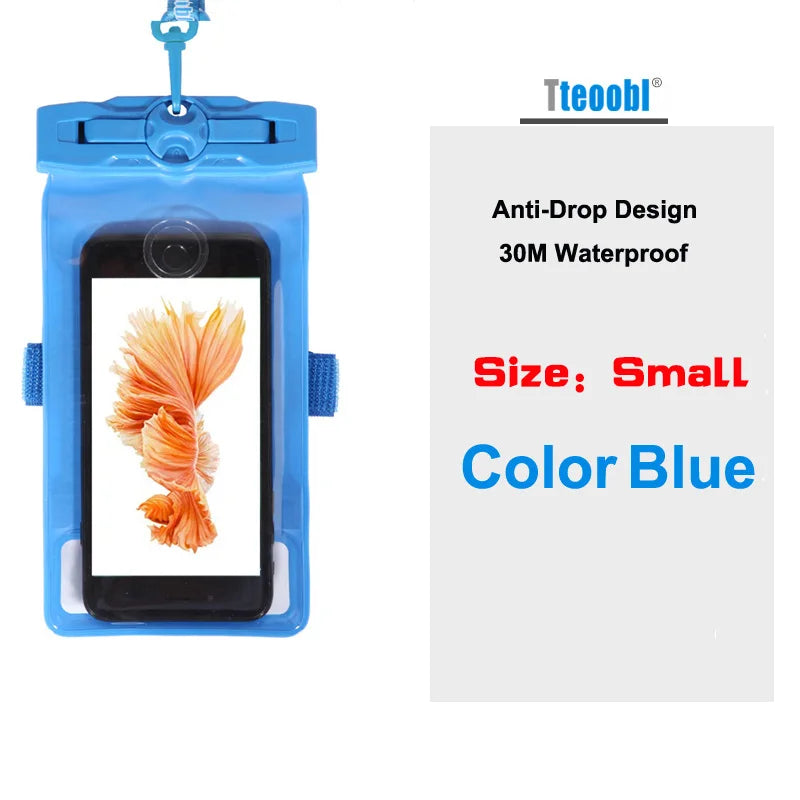 Tteoobl 4.8"~ 6.3" Mobile Phone Pouch 20M Waterproof Bag Underwater Dry Case Cover for Canoe Kayak Rafting Camp Swiming Drifting