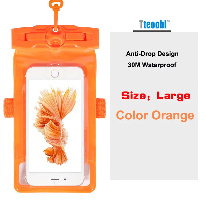 Tteoobl 4.8"~ 6.3" Mobile Phone Pouch 20M Waterproof Bag Underwater Dry Case Cover for Canoe Kayak Rafting Camp Swiming Drifting