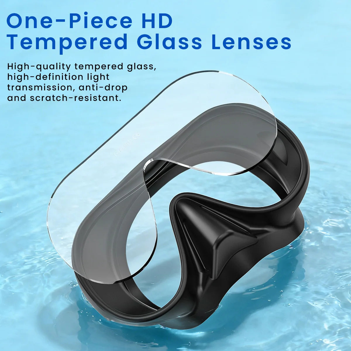 Frameless Snorkel Mask Set Panoramic Ultra Wide View Tempered Glass Wet Snorkeling Tube with BC Poctet Swimming Goggles Adults