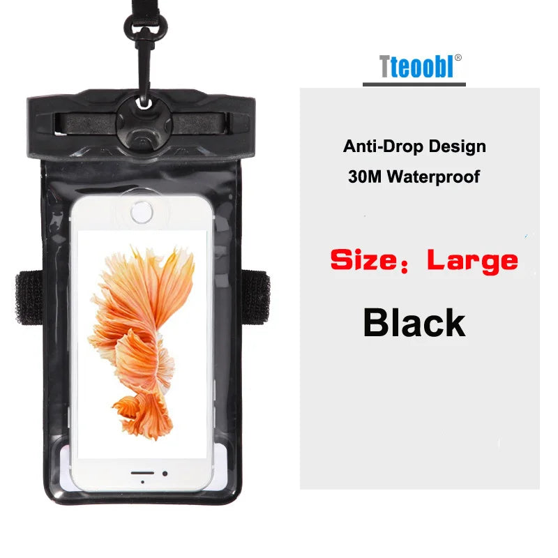Tteoobl 4.8"~ 6.3" Mobile Phone Pouch 20M Waterproof Bag Underwater Dry Case Cover for Canoe Kayak Rafting Camp Swiming Drifting
