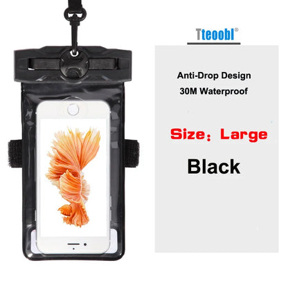 Tteoobl 4.8"~ 6.3" Mobile Phone Pouch 20M Waterproof Bag Underwater Dry Case Cover for Canoe Kayak Rafting Camp Swiming Drifting