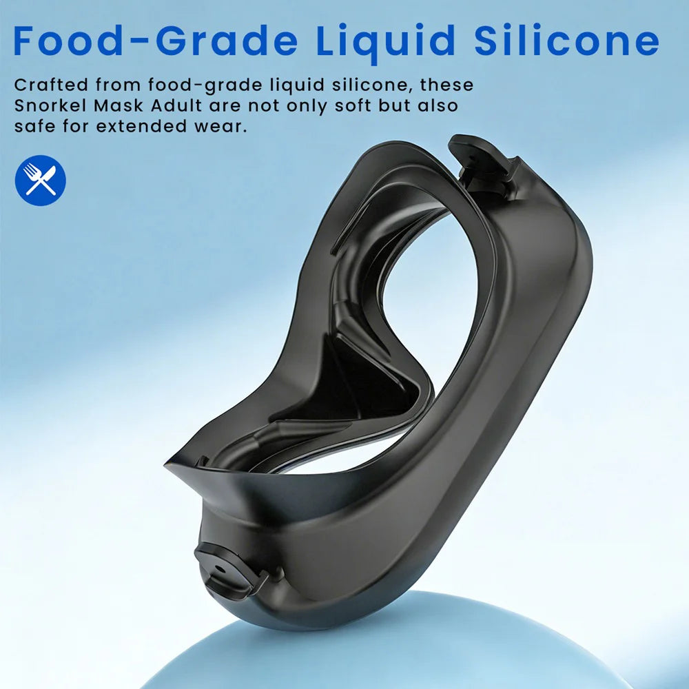Frameless Snorkel Mask Set Panoramic Ultra Wide View Tempered Glass Wet Snorkeling Tube with BC Poctet Swimming Goggles Adults